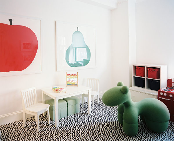 Colorful nursery with bold artwork