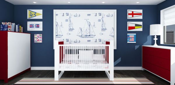 Colors of a nautical theme work beatifully in kids' rooms