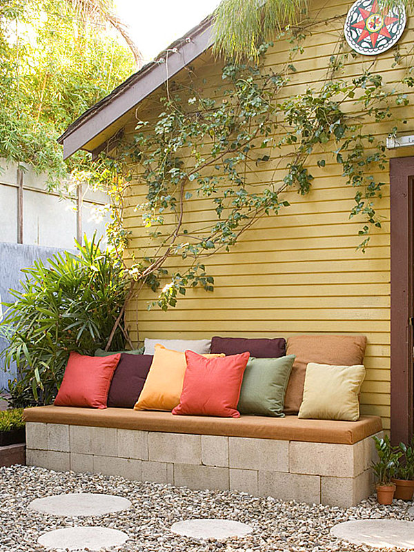 Concrete block bench