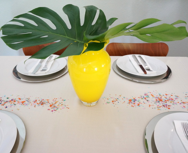 Confetti adds color to a table setting