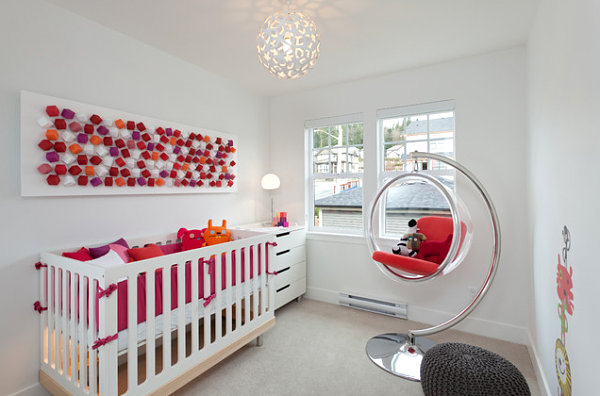 Contemporary nursery with eye-catching colors