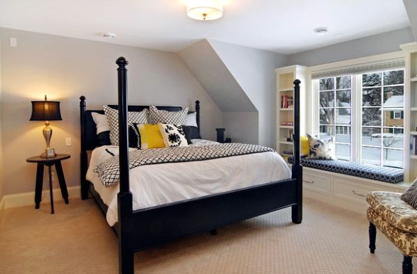 Cool and stylish way to add the four-poster bed to a small bedroom