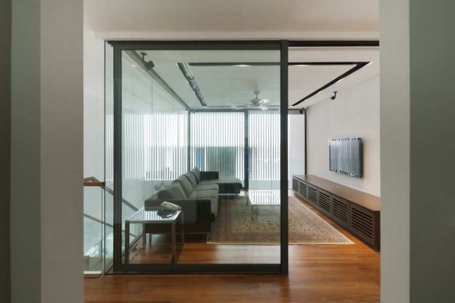 Glass walls inside the Wind Vault House