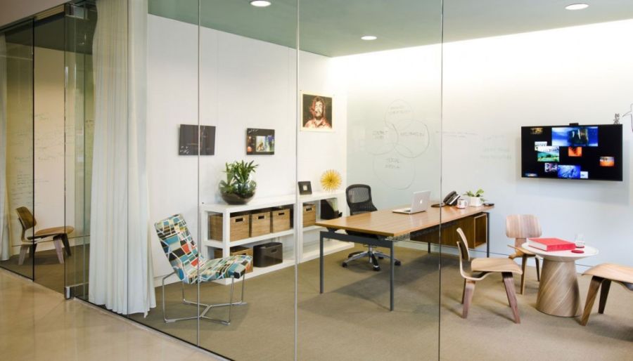 Glass walls provide special cubicles