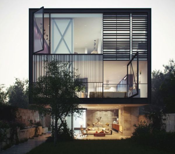 Gorgeous facade of the Glass Box Home