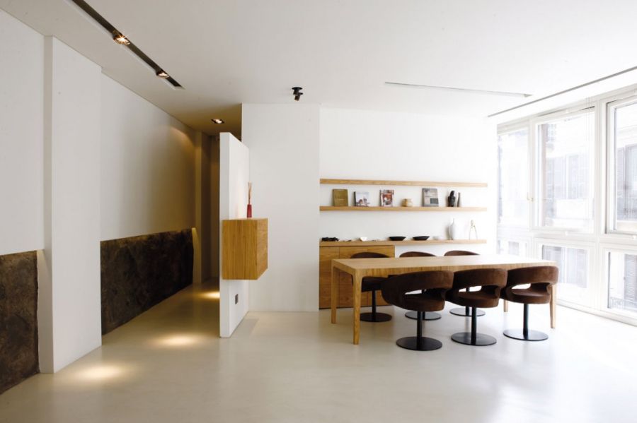 Heavy wooden accents in the dining area