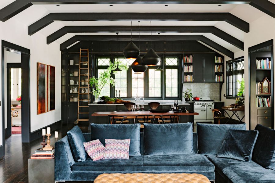 Interiors of Library renovated into house