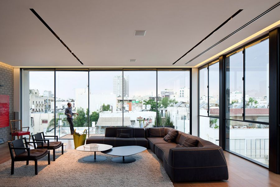 Interiors offer unabated views of Tel Aviv