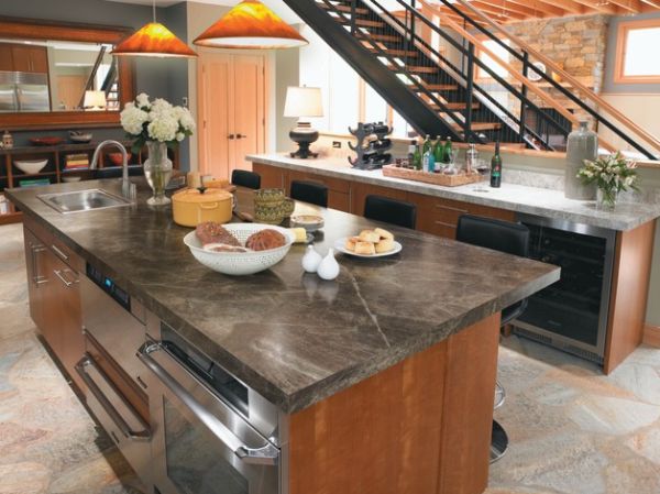 Kitchen countertop with Slate Sequioa Laminate in Etchings finish
