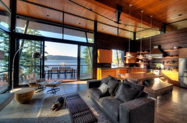 Living room of Coeur D’Alene Lake Cabin
