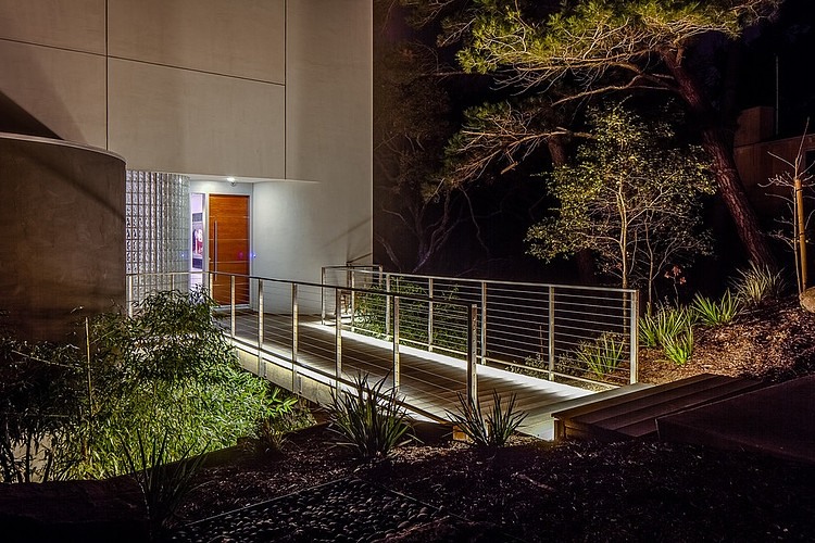 Lovely lit passageway at the Portola Valley House