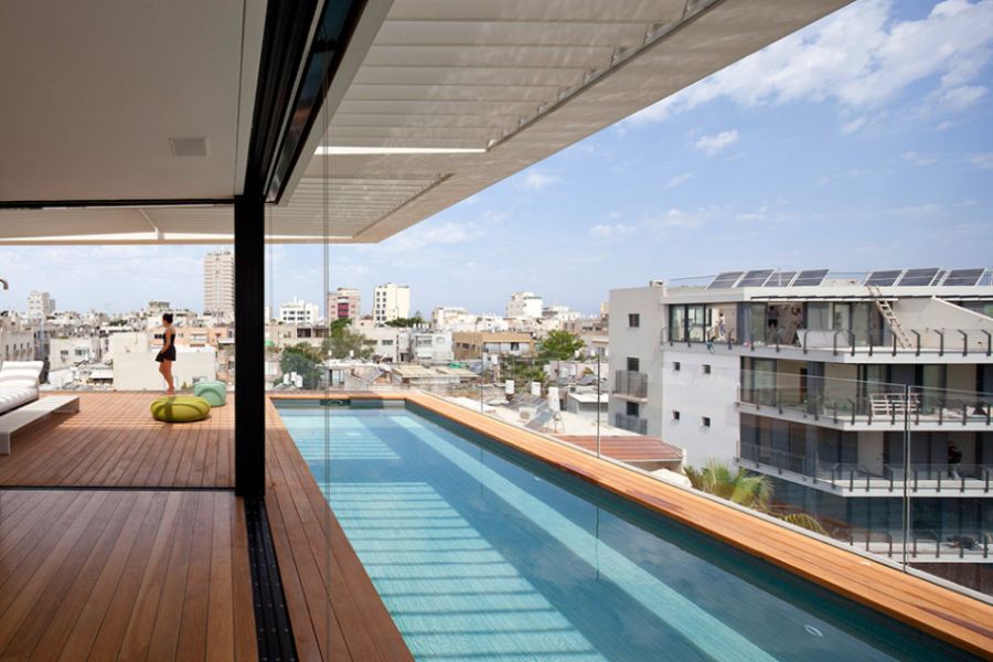 Luxurious deck area offers amazing views of Tel Aviv