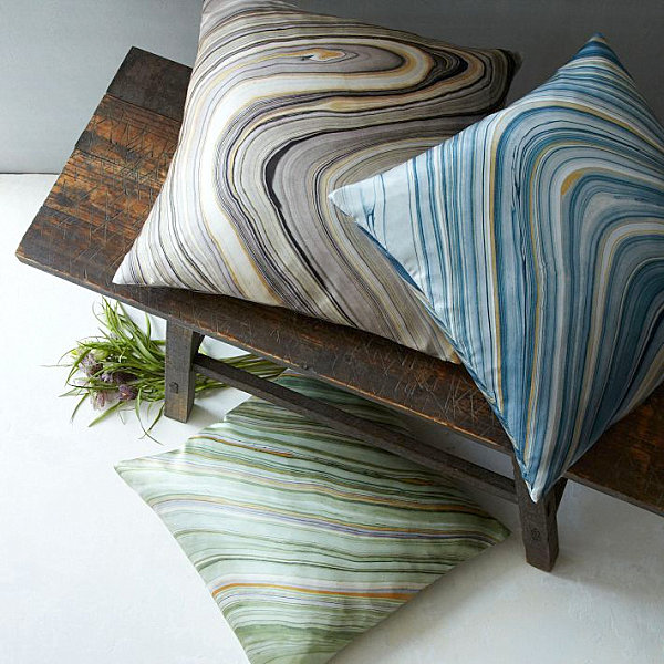 Marble print silk pillow covers