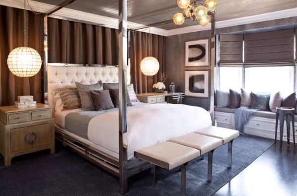 Mirrored four-poster bed brings in Hollywood Regency Style