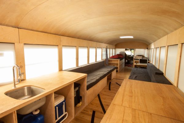 Modern Interiors of the Restored Mobile Bus Home