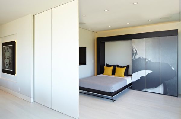 Morphs into a sleek and stylish bedroom thanks to the Murphy bed!