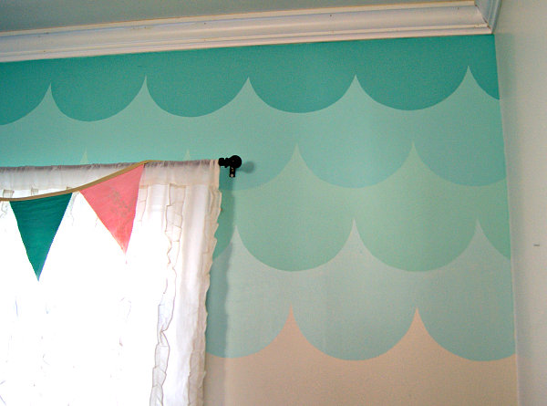 Ombre scallop accent wall