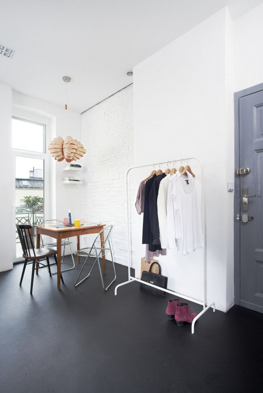 Open wardrobe in living room