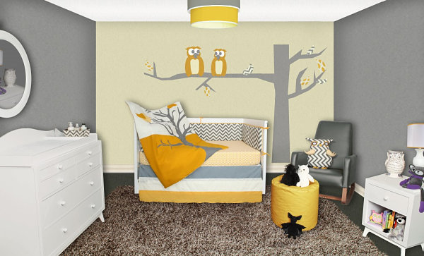 Owl and chevron nursery