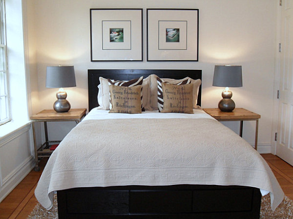 Pairs of decorative items in a guest room