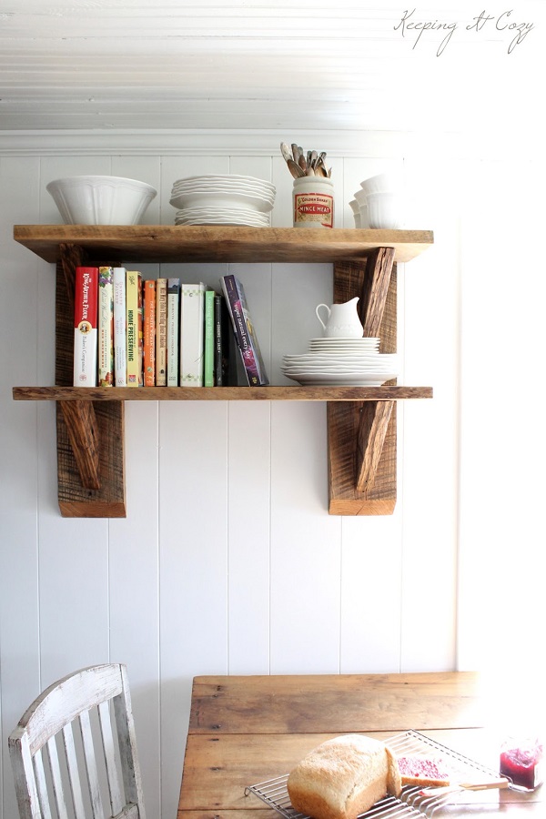 Reclaimed wood kitchen shelf