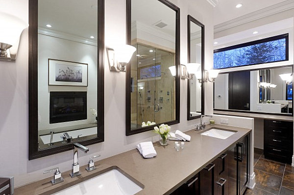 Series of mirrors in a master bath