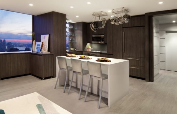 Sleek laminate finish on the shelves