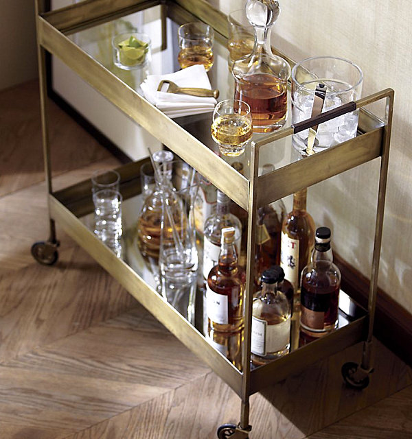 Stocked bar cart