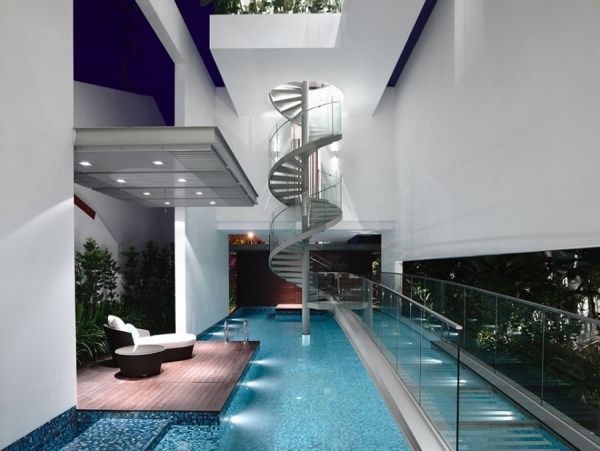 Stunning spiral staircase in the Singapore Residence
