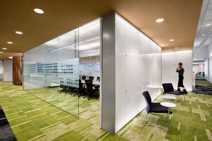 Large conference room with frosted glass