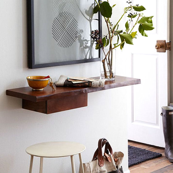 Thoughtful details on an entryway shelf