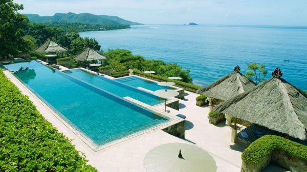 Three tier pool at the Amankila Bali