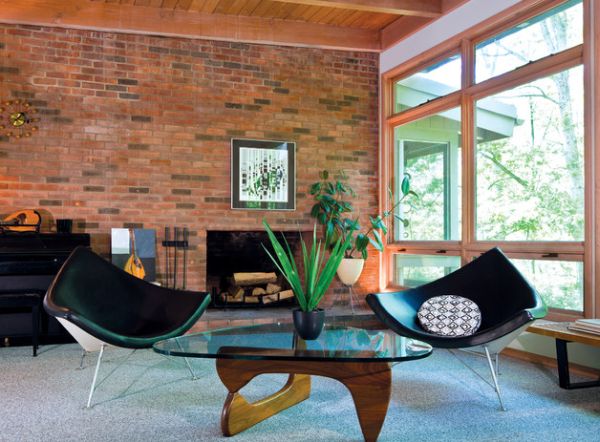 Twin coconut chairs add panache to an eclectic backdrop