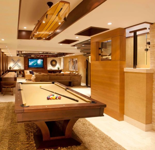 Unique lighting installation for the pool table