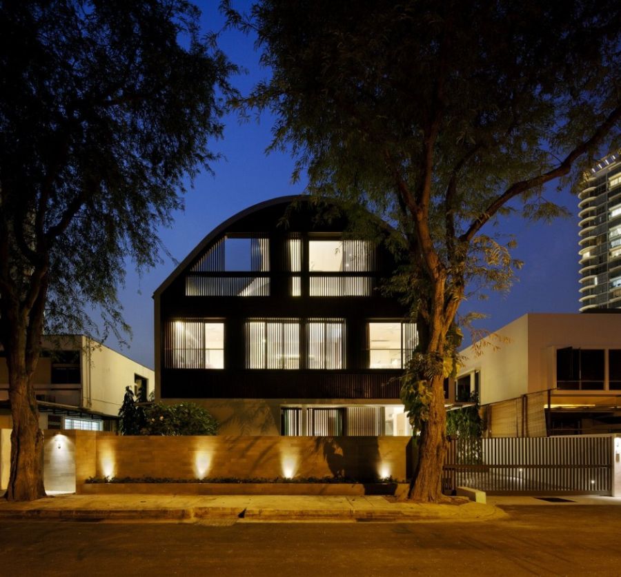 View of the Wind Vault House after sunset