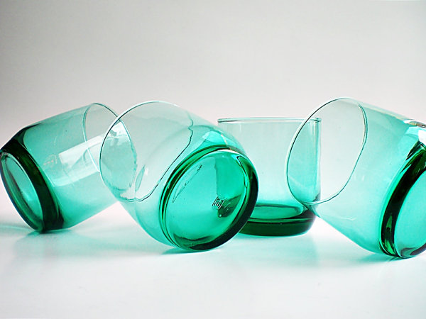 teal drinking glasses