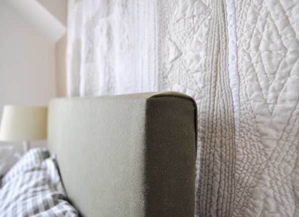 Waxed canvas upholstered headboard