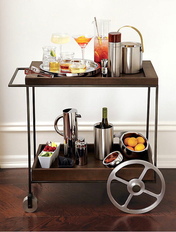 Wooden bar cart