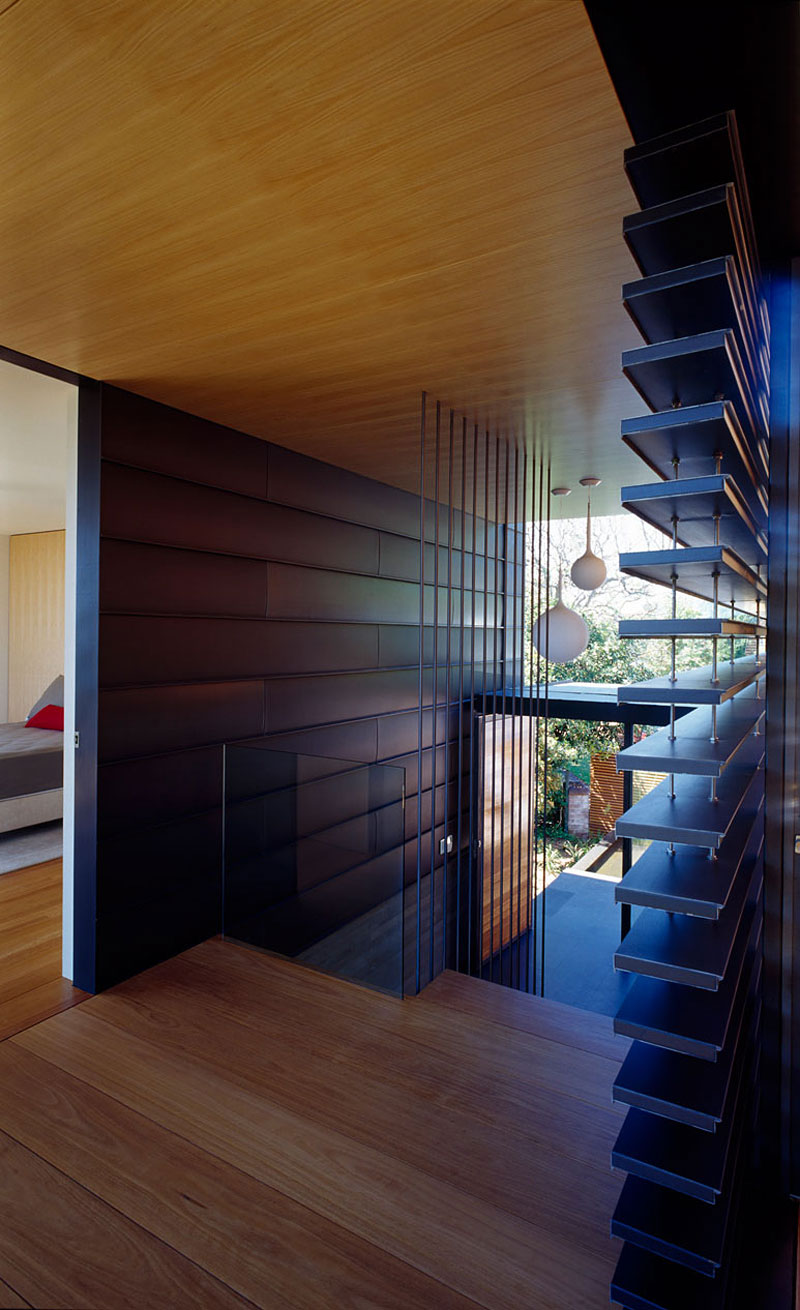 Wooden staircase at the entrance