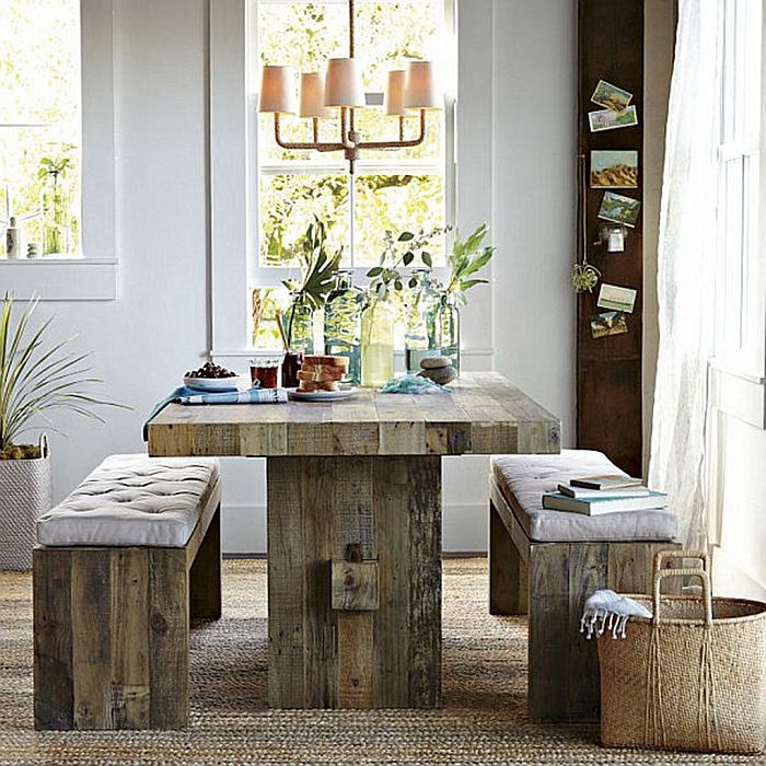 rustic table with vase arrangements