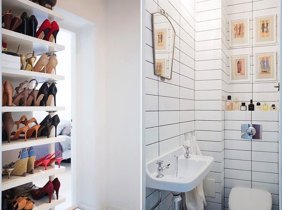 A shoe closet design in white