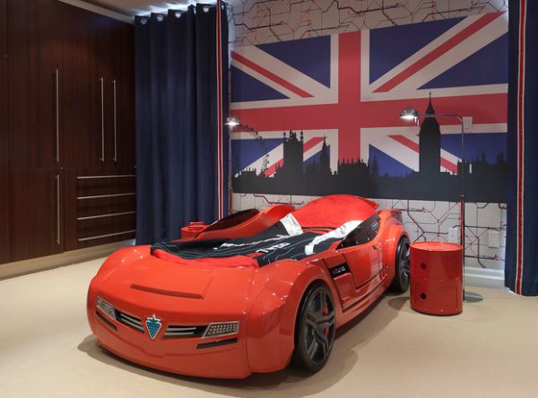 Auto themed kids bedroom with Limited Edition Componibili Side Table in Red