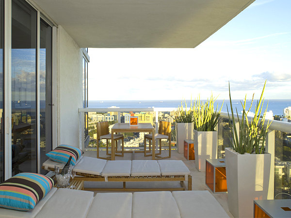 Balcony with modern planters