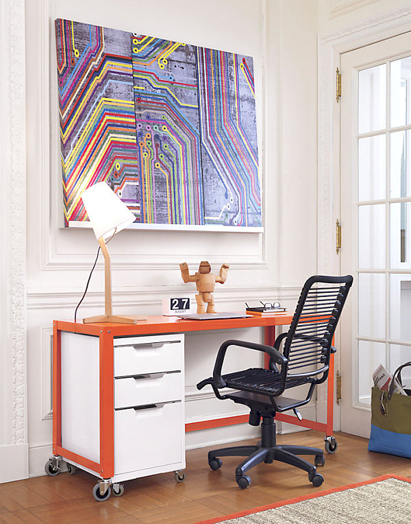 Bright orange console table