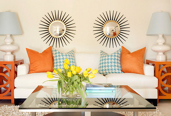 Bright orange side tables