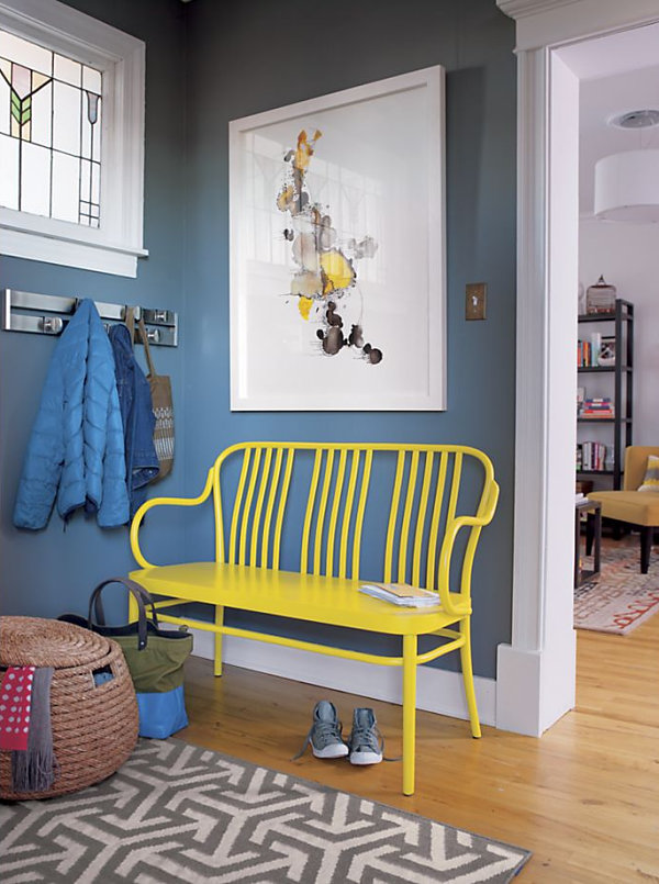 Bright yellow bench