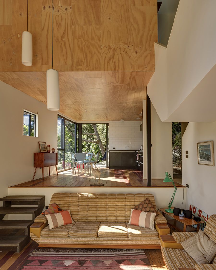 Ceiling design with heavy wooden accents