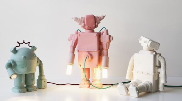 Ceramic Robot lamps at 19 Greek Street