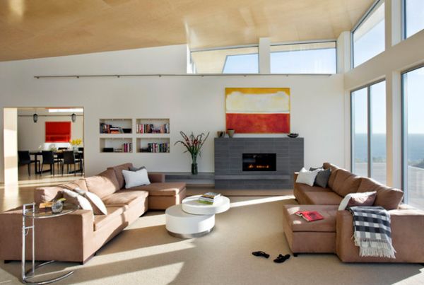 Fabulous modern living room showcases the Eileen Gray Side Table