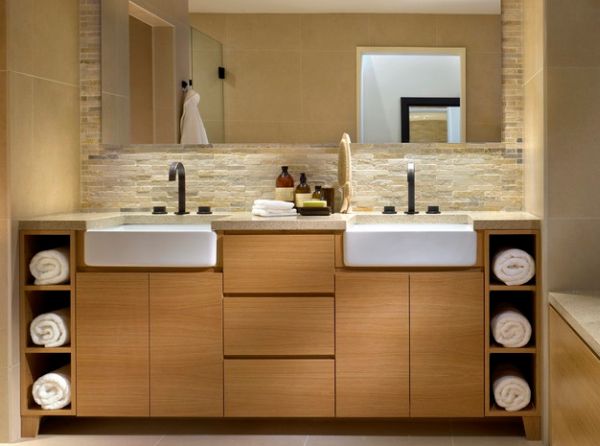 Fancy display unit lends stylish sophistication to the bathroom